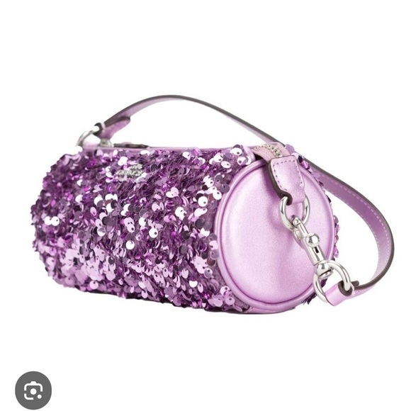 Coach Nolita Barrel Bag Lilac Pink Sequins Silver Hardware Style CQ589 - Picture 2 of 14